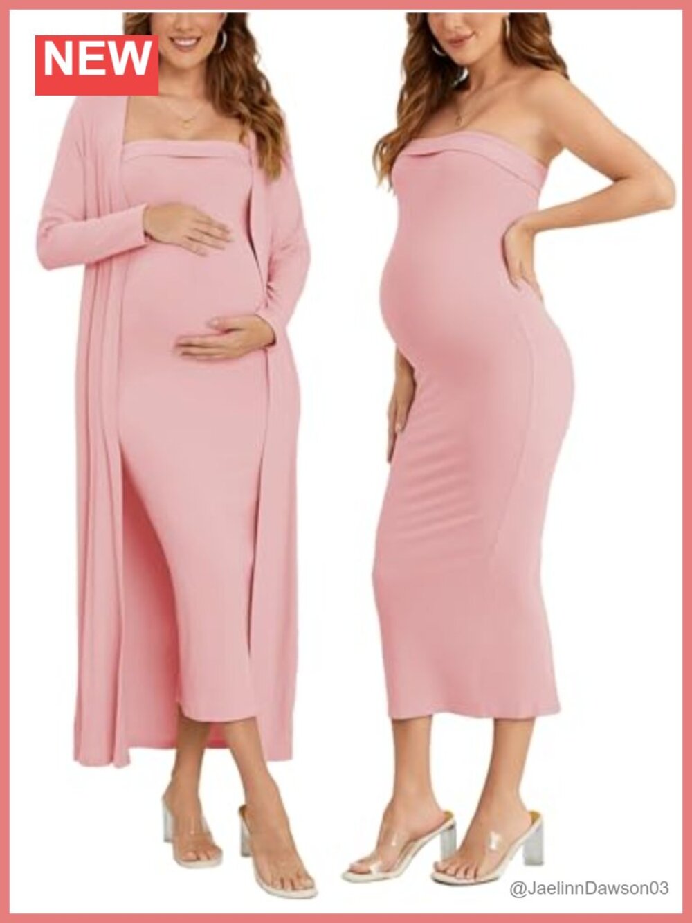 Maternity Dress and Cardigan Set Baby Shower Midi Bodycon